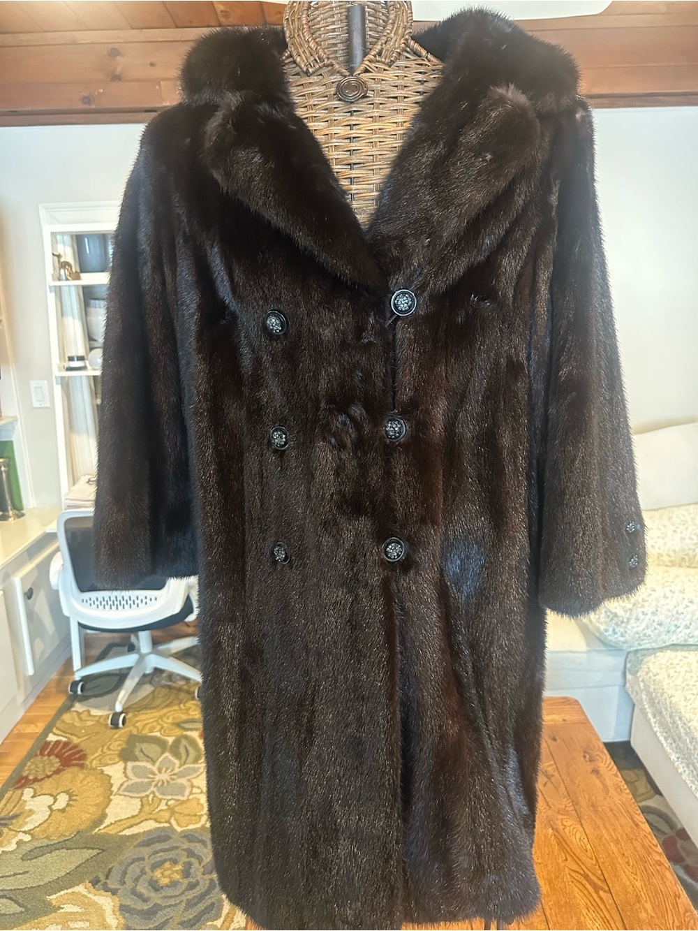 VTG Arnold Rosenberg Boston Genuine Mink Fur Coat Brown Bracelet Sleeve